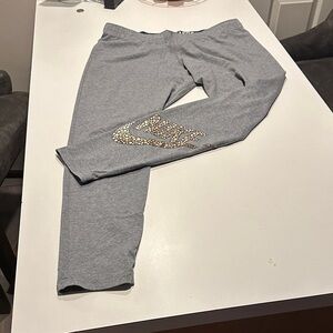 Nike Heather Gray Leggings with Sparkling Logo